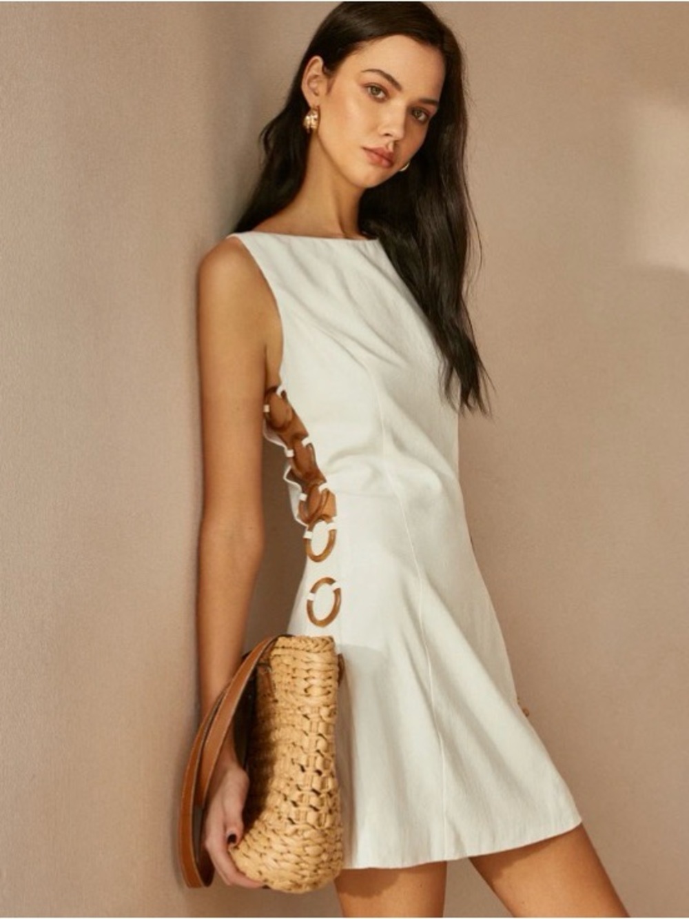 Commense Red Dress with Brown Ring Accents
